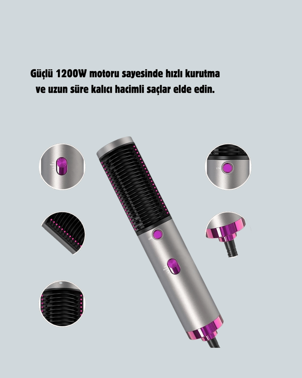 Saç Düzleştirme ve Hacimlendirme Fonksiyonlu Fırça