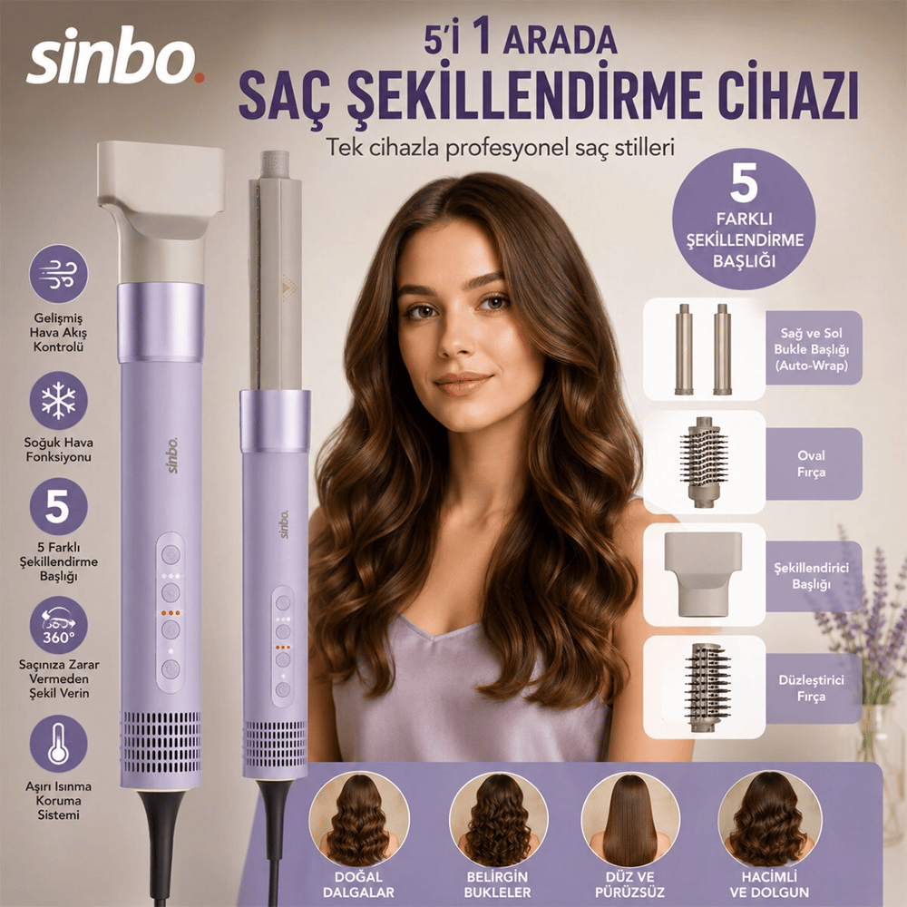 Saç Şekillendirme Cihazı 110.000rpm 5 Başlık - 3 Hız - Sıcaklık Ayar Shd-1760 Bx40