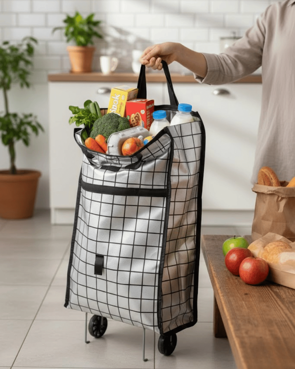 Sağlam Gövdeli Sessiz Tekerlekli Pazar ve Market Çantası