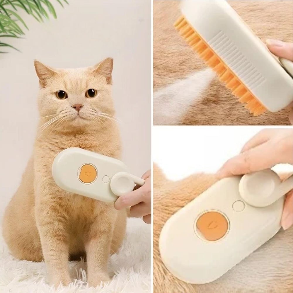 Saplı Su Püskürtmeli Kedi Köpek Fırçası Masaj Etkili Tüy Toplama Tarağı (3936)