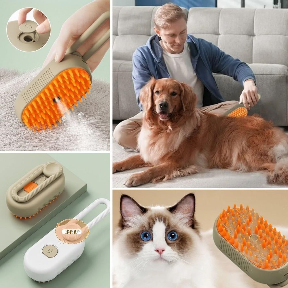 Saplı Su Püskürtmeli Kedi Köpek Fırçası Masaj Etkili Tüy Toplama Tarağı (3936)