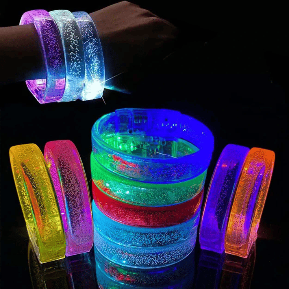 Sarı Led Işıklı Baskı Yapılabilen Pilli Bileklik Bilezik 1,5 Cm Genişlik