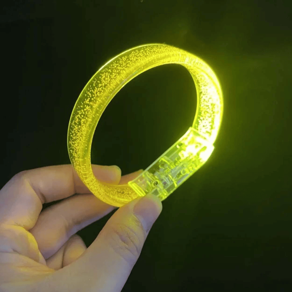 Sarı Led Işıklı Baskı Yapılabilen Pilli Bileklik Bilezik 1,5 Cm Genişlik