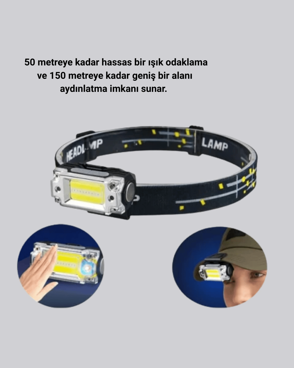 Şarj Edilebilir LED KAFA Feneri 215 Lümen XPE COB Güçlü Aydınlatma