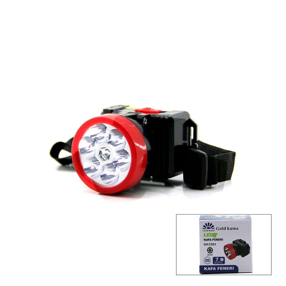 Şarjlı 2w Kafa Lambası Fener 6 Led Fiş Şarjlı Kademe Işık Ayarı Bx40
