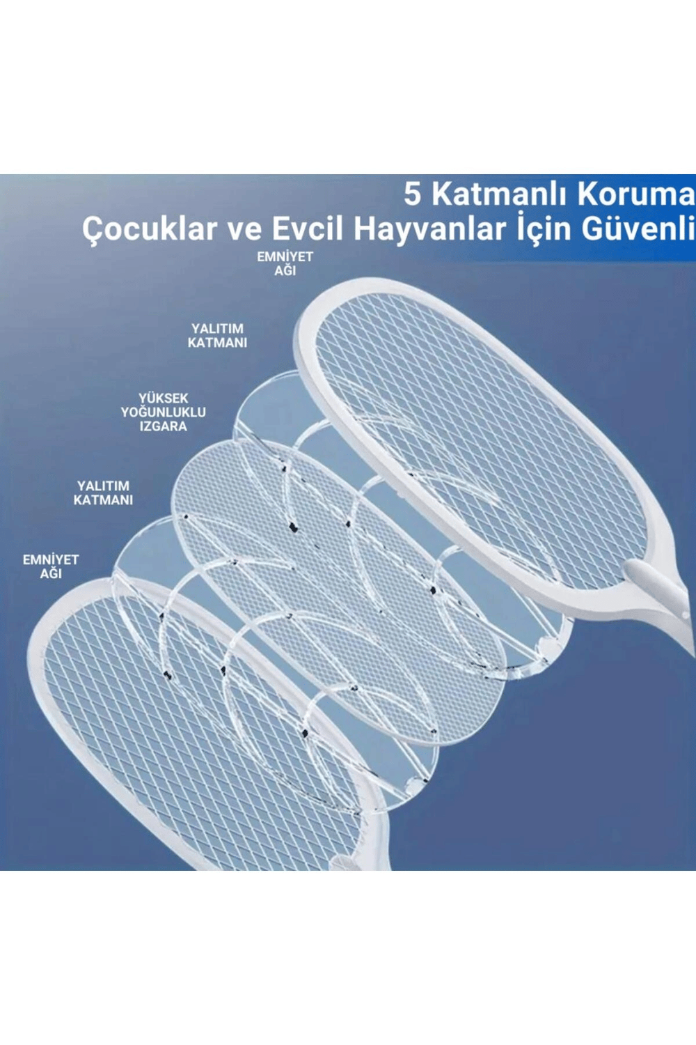 Şarjlı 300V 5 katmanlı UV ışıklı elektrikli sivrisinek ve sinek öldürücü makine - Süpermarket