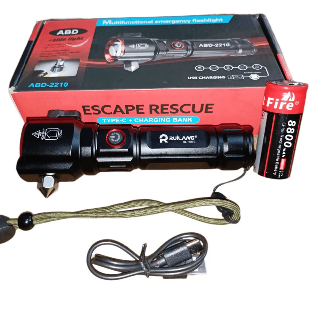 Şarjlı El Feneri  Yüksek Güçlü Led Işık Usb İle Şarj Escape Rescue Bx40