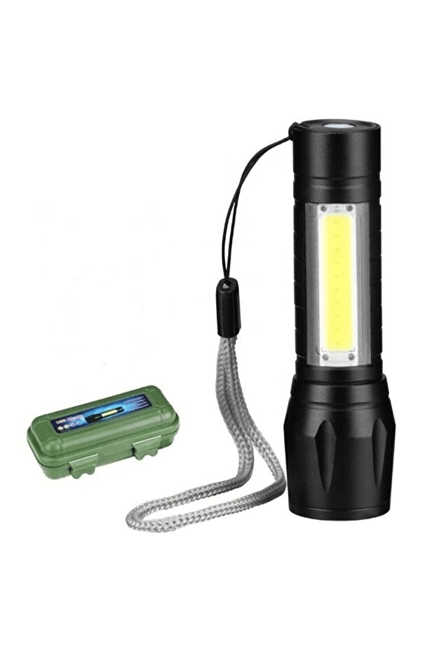 Şarjlı El Feneri 3 Modlu  USB Kablo Hediyeli, SOS Modlu, Kutulu, Taşınabilir