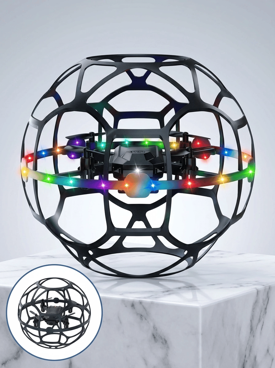 Şarjlı Futbol Topu Tasarımlı Mini Drone LED Aydınlatmalı Akıllı