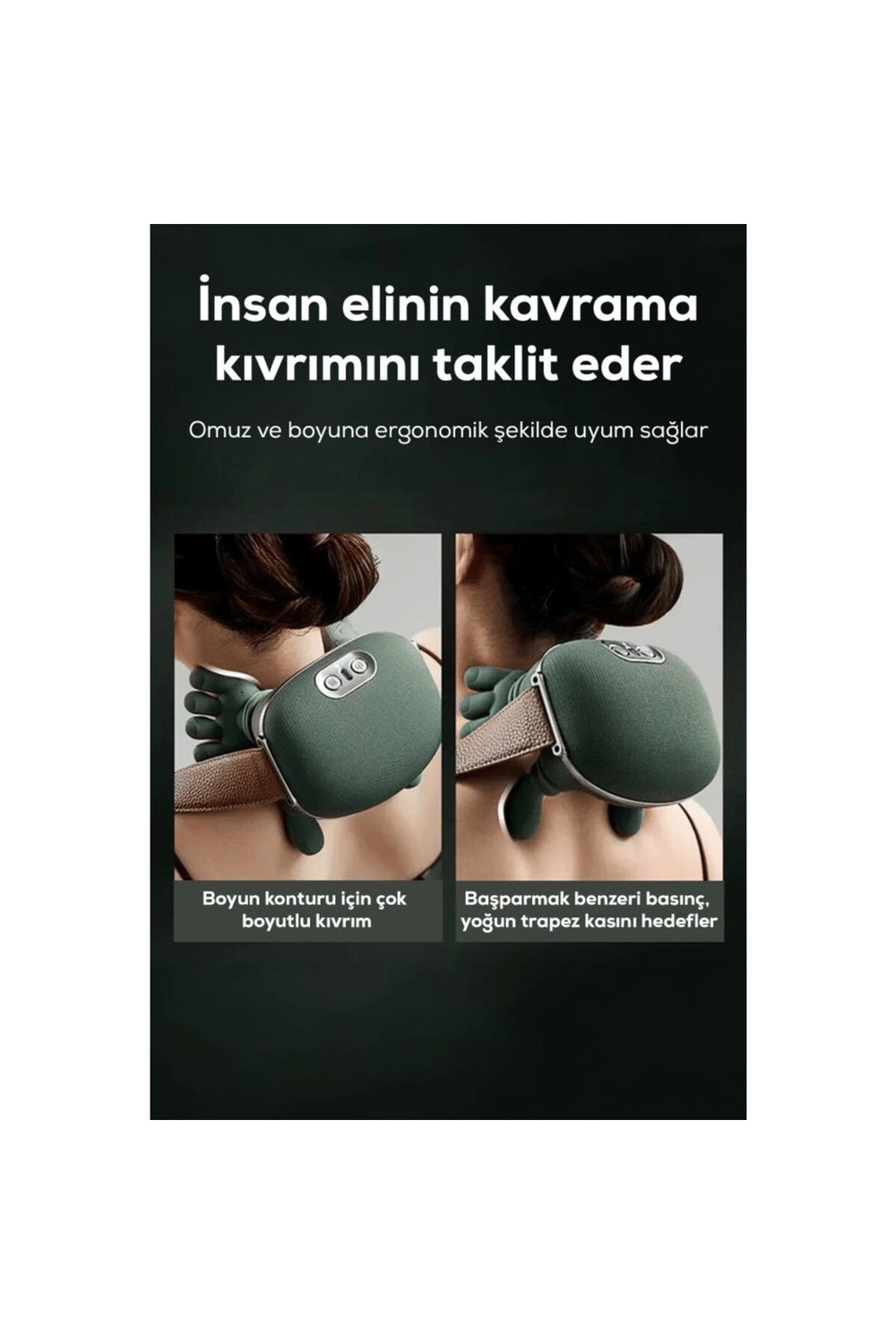 Şarjlı Isıtmalı El Hissi Boyun ve Sırt Masaj Cihazı Taşınabilir Rahat Evde Kullanım