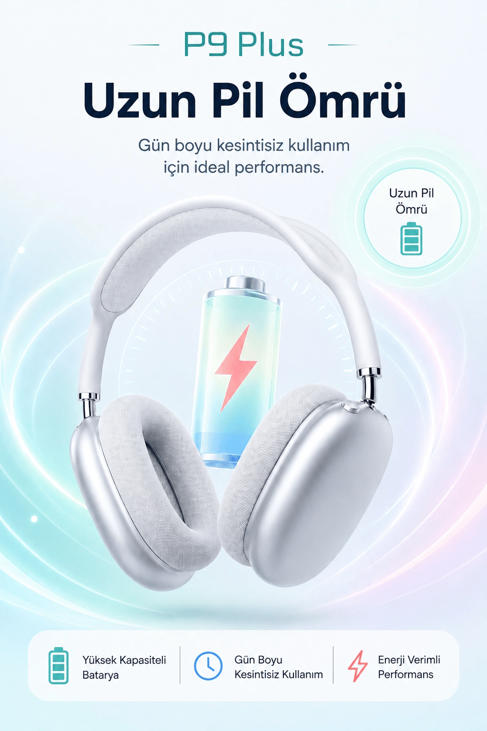 Şarjlı Kulak Üstü Stereo Kulaklık Bluetooth Uyumlu Müzik Ve Görüşme Destekli
