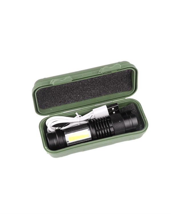 Şarjlı LED El Feneri - 14500 Pil Dahil, 4 Işık Modu, Mini Boy