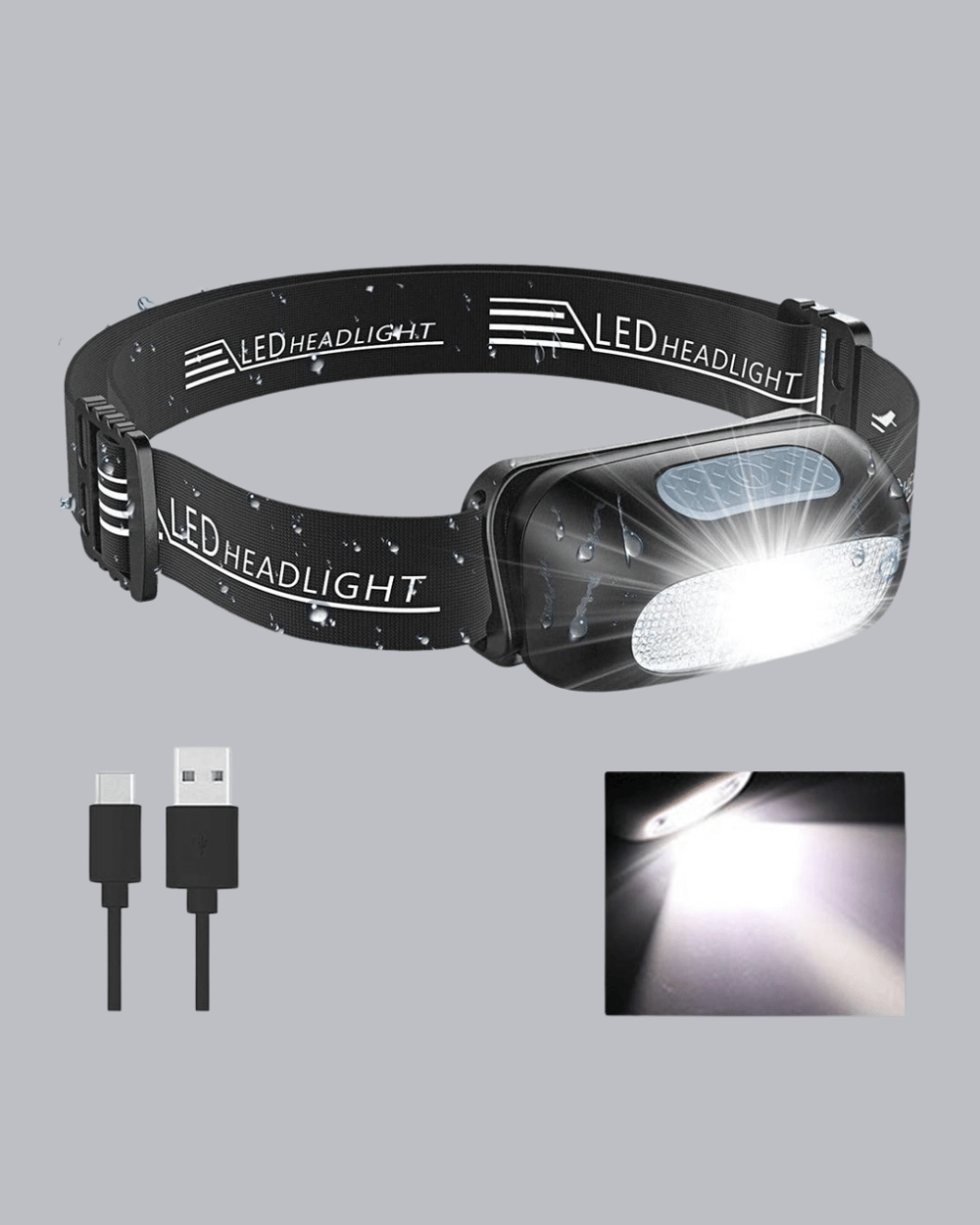 Şarjlı LED Kafa Feneri | 4 Modlu Akıllı Sensörlü Far | Su Geçirmez IPX5 Kamp ve Balıkçı Lambası