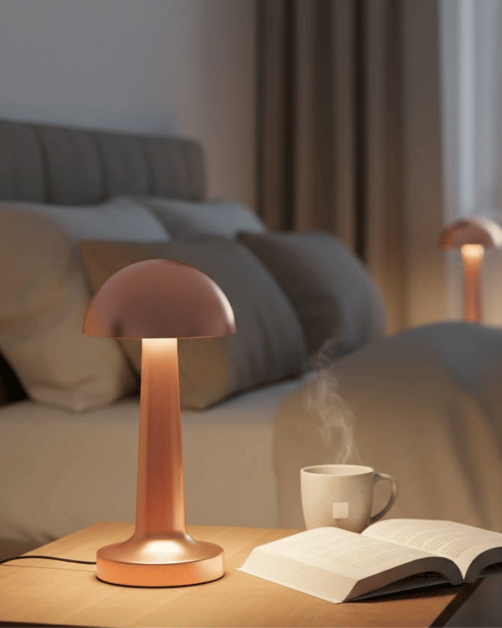Şarjlı Mantar Masa Lambası 3 Seviyeli Dokunmatik LED USB Şarj Özellikli