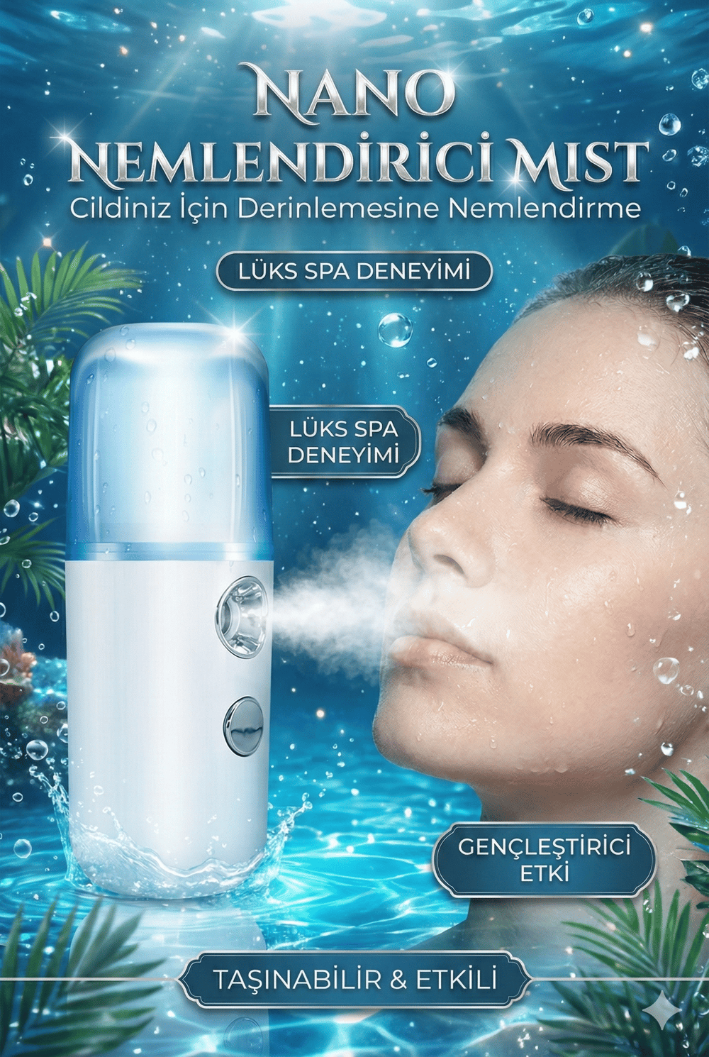 Şarjlı Mini Yüz Nemlendirici Dezenfektan Cihazı Mist Sprayer