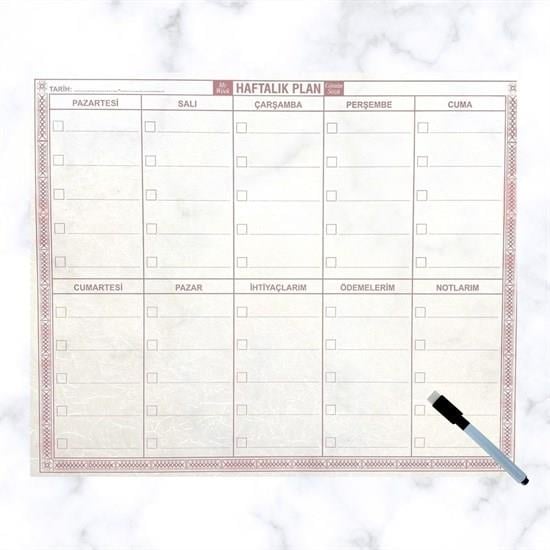 Şeffaf Kendiliğinden Yapışkanlı Kalemli Haftalık Planlayıcı 40cm-50cm (3936)