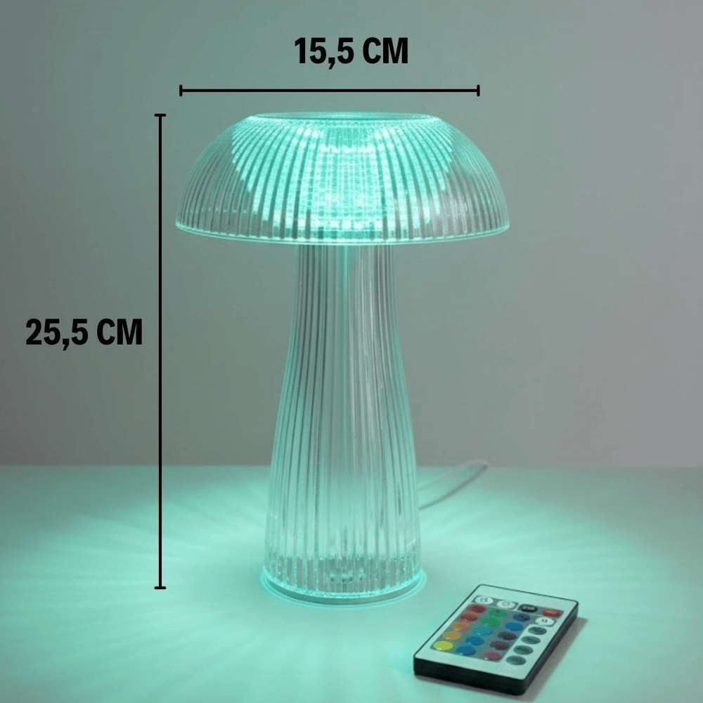 Şeffaf Mantar Model Led Masa Lambası –kumandalı Şarjlı, Dokunmatik, Rengarek Işık Modlu Dekoratif Gece Lambası Bx40