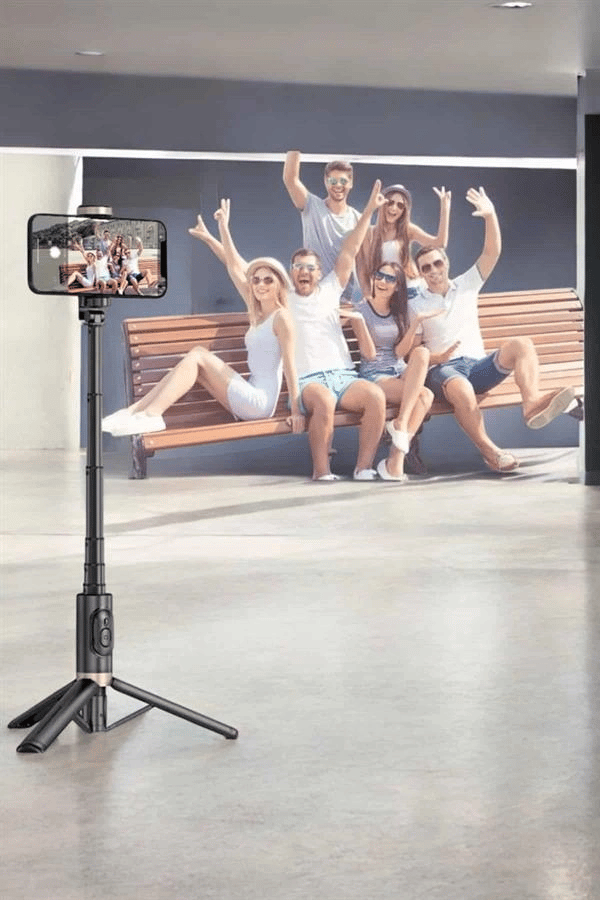 Selfie Çubuğu Tripod Kumandalı Telefon Tutucu Siyah