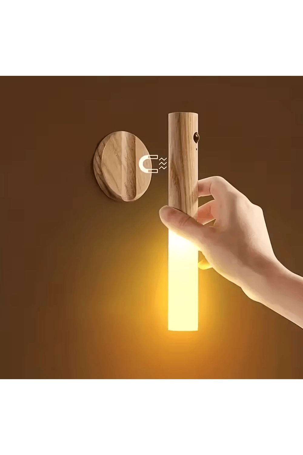 Sensörlü USB Şarjlı Taşınabilir Duvar Aplik Ahşap Görünümlü Masa Lambası