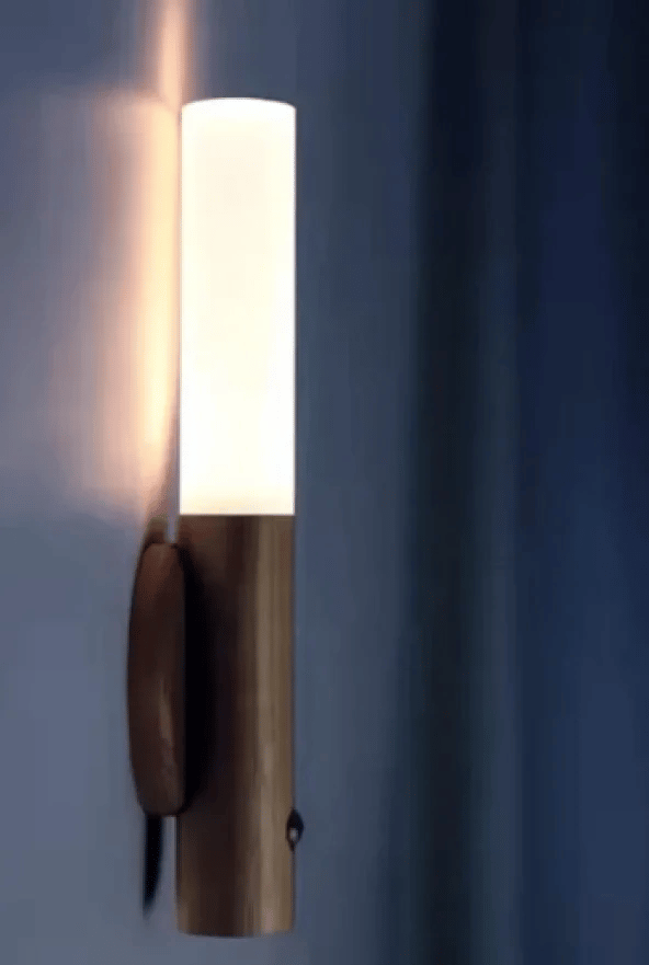 Sensörlü Usb Şarjlı Mıknatıslı Taşınabilir Duvar Aplik Masa Lambası Ahşap Görünümlü Gün Işığı Bx40