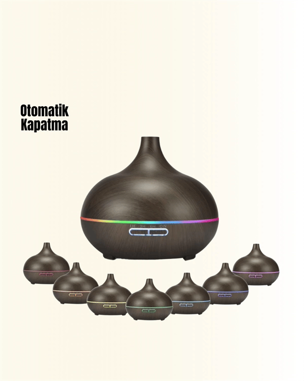 Sessiz Çalışan Aromaterapi Difüzörü – 4 Zaman Ayarlı, 7 Renkli Işık Seçeneği