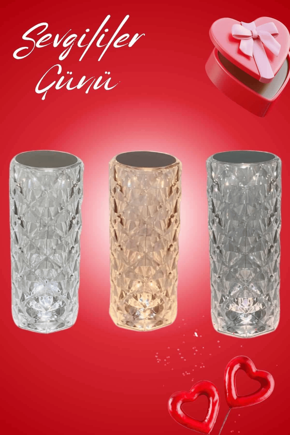 Sevgililer Günü İçin Hediye Kristal Lamba Sevgiliye Hediye USB Şarjlı Gece Lambası (Kopya)