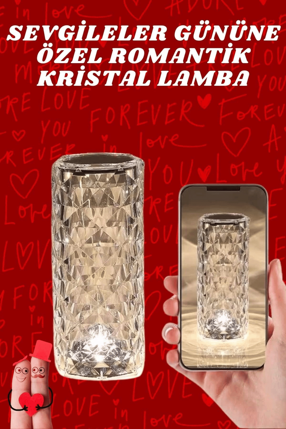 Sevgililer Günü İçin Hediye Kristal Lamba Sevgiliye Hediye USB Şarjlı Gece Lambası