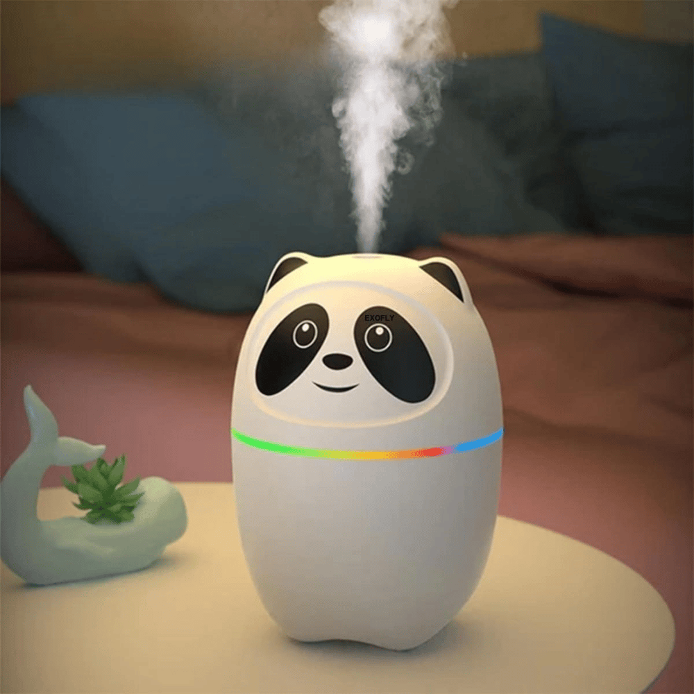 Sevimli Panda Figürlü Hava Nemlendirici – Ultrasonik Soğuk Buhar Makinesi, Led Işıklı Masaüstü Oda Nemlendirici Bx40