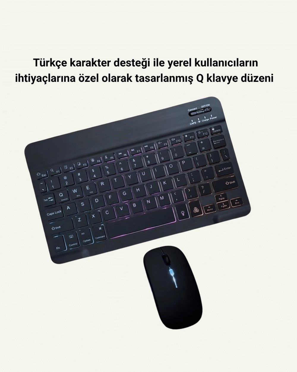 Şık ve Sessiz Tasarımlı Işıklı Klavye Mouse Seti – Şarjlı, Wireless