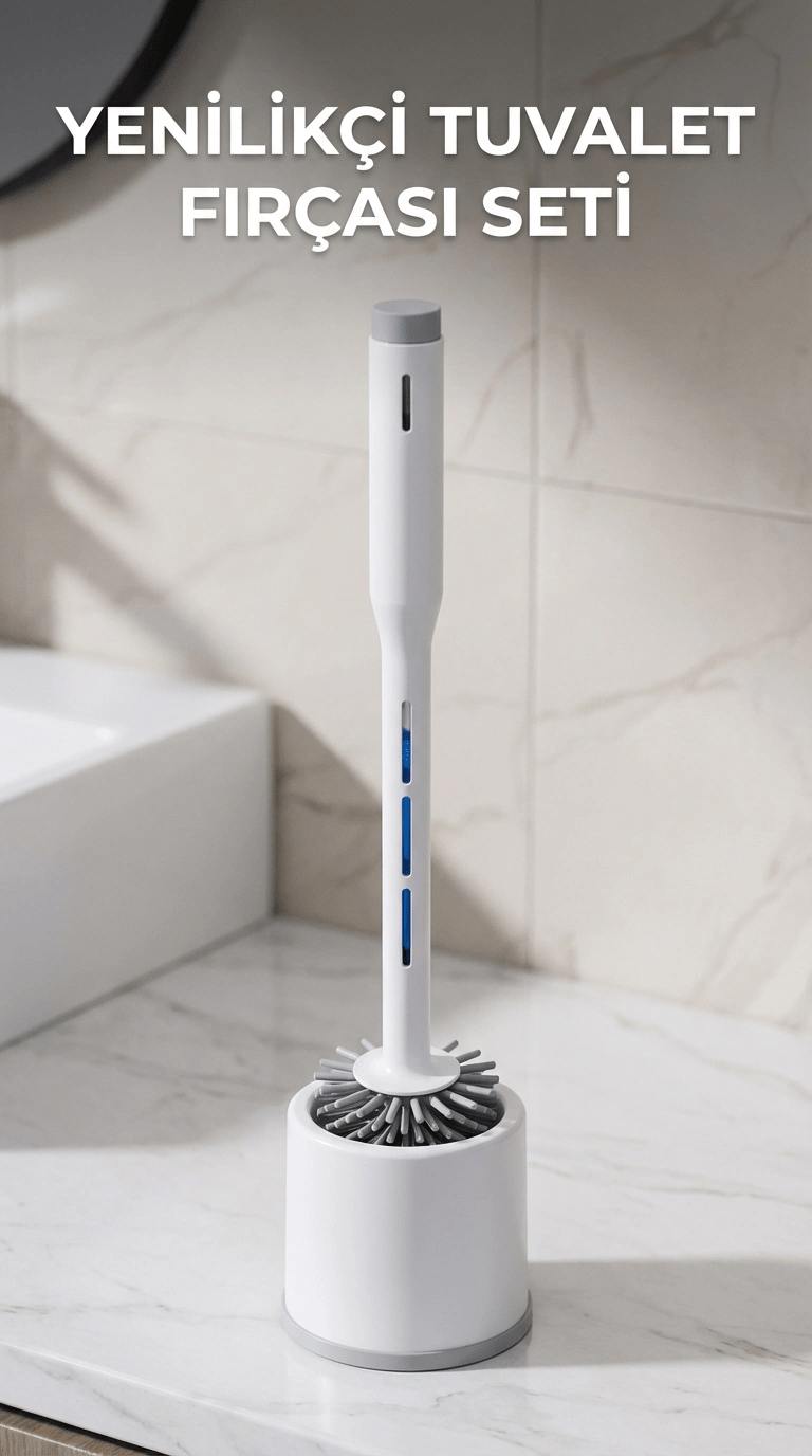 Silikon Deterjan Hazneli Esnek Tuvalet Fırçası - Banyo Temizliği İçin
