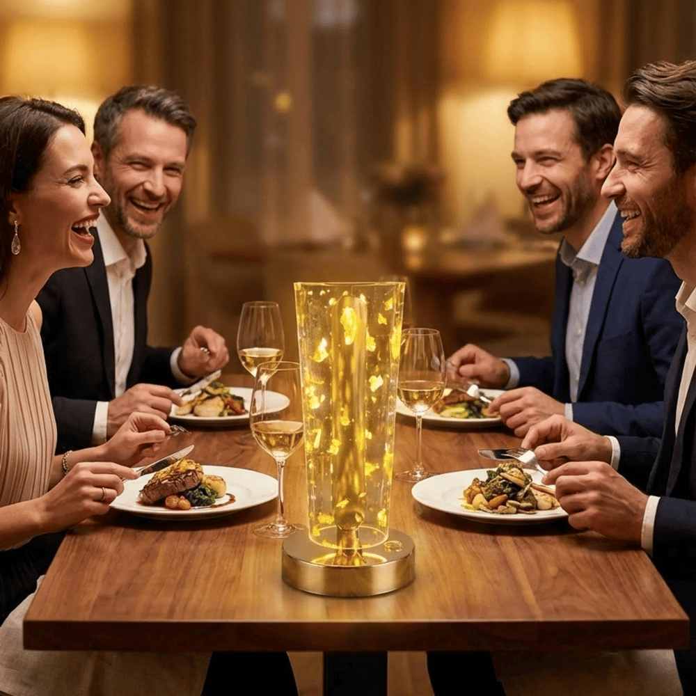 Silindirik Kristal Altın Toz model Led Masa Lambası – Gold Tabanlı, Dokunmatik, 3 Renk Işık Modlu, Şarjlı Modern Dekoratif Gece Lambası Bx40