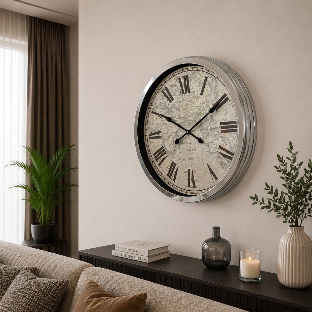 Silver Atlas 60 x 60 Cm Metal Duvar Saati