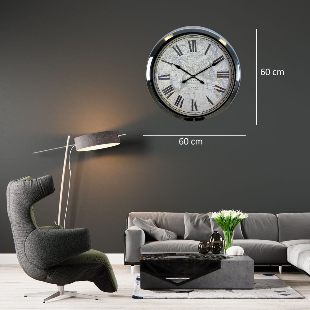 Silver Atlas 60 x 60 Cm Metal Duvar Saati