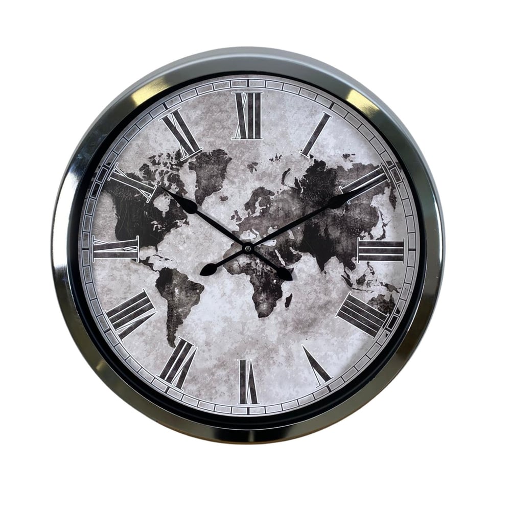 Silver Legacy World 60 x 60 Cm Metal Duvar Saati