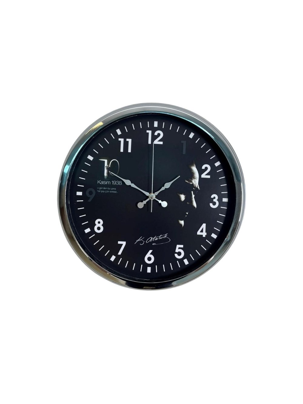 Silver Prestige Atatürk 36 Cm Metal Krom Duvar Saati