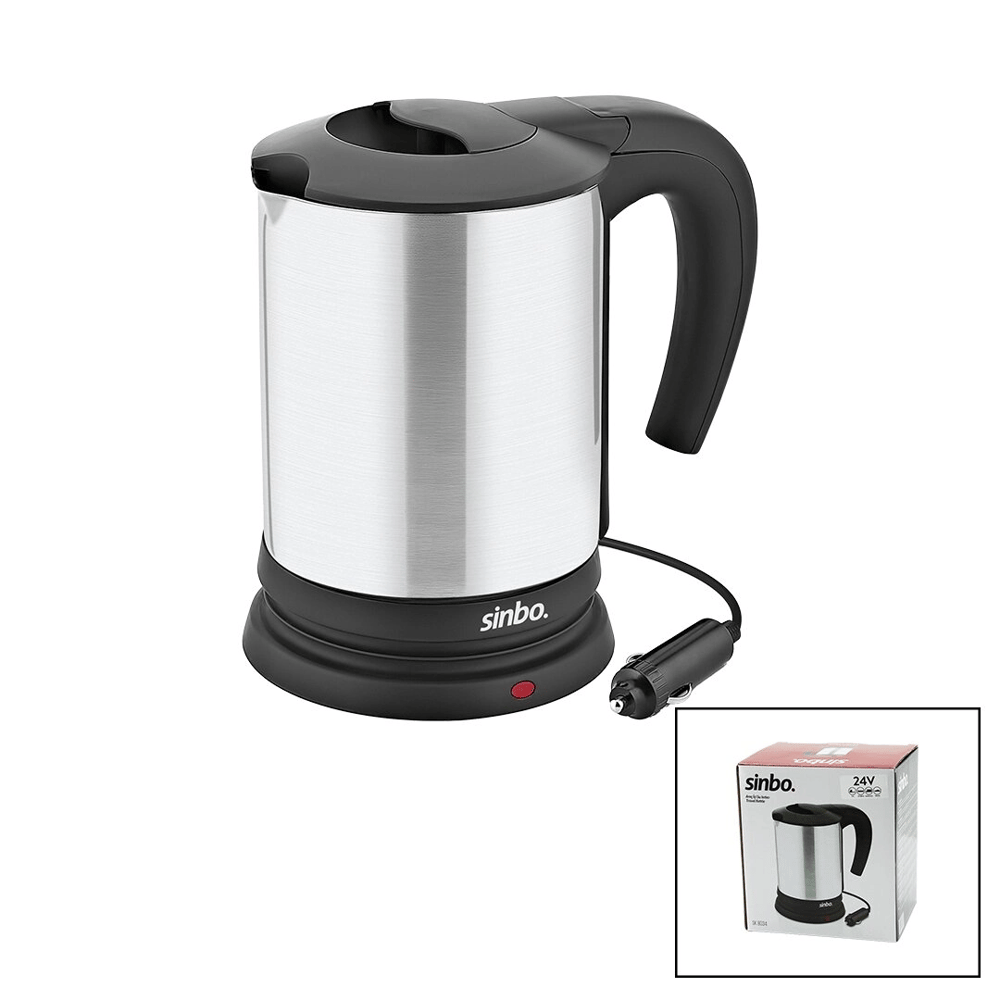 Sinbo Sk-8034 24v Araç İçi Kettle Paslanmaz Çelik Su Isıtıcısı 0.8lt  200w  Çakmaklık Fişli  Plastik Kapak - Kulp Bx40