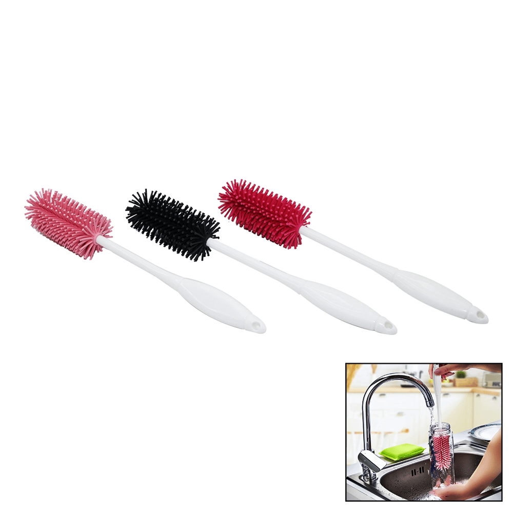 Şişe - Biberon Temizleme Fırçası Silikon Termos - Sürahi - Kavanoz - Kettle - Matara Bx40
