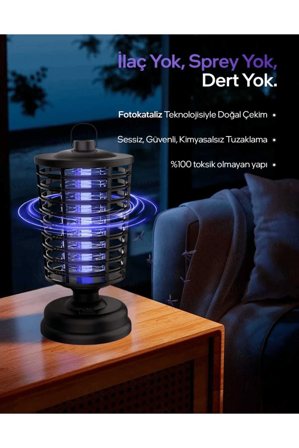 Sivrisinek öldürücü makine 3.6-4W 600-800V askılı kokusuz sessiz tehlikeli değil