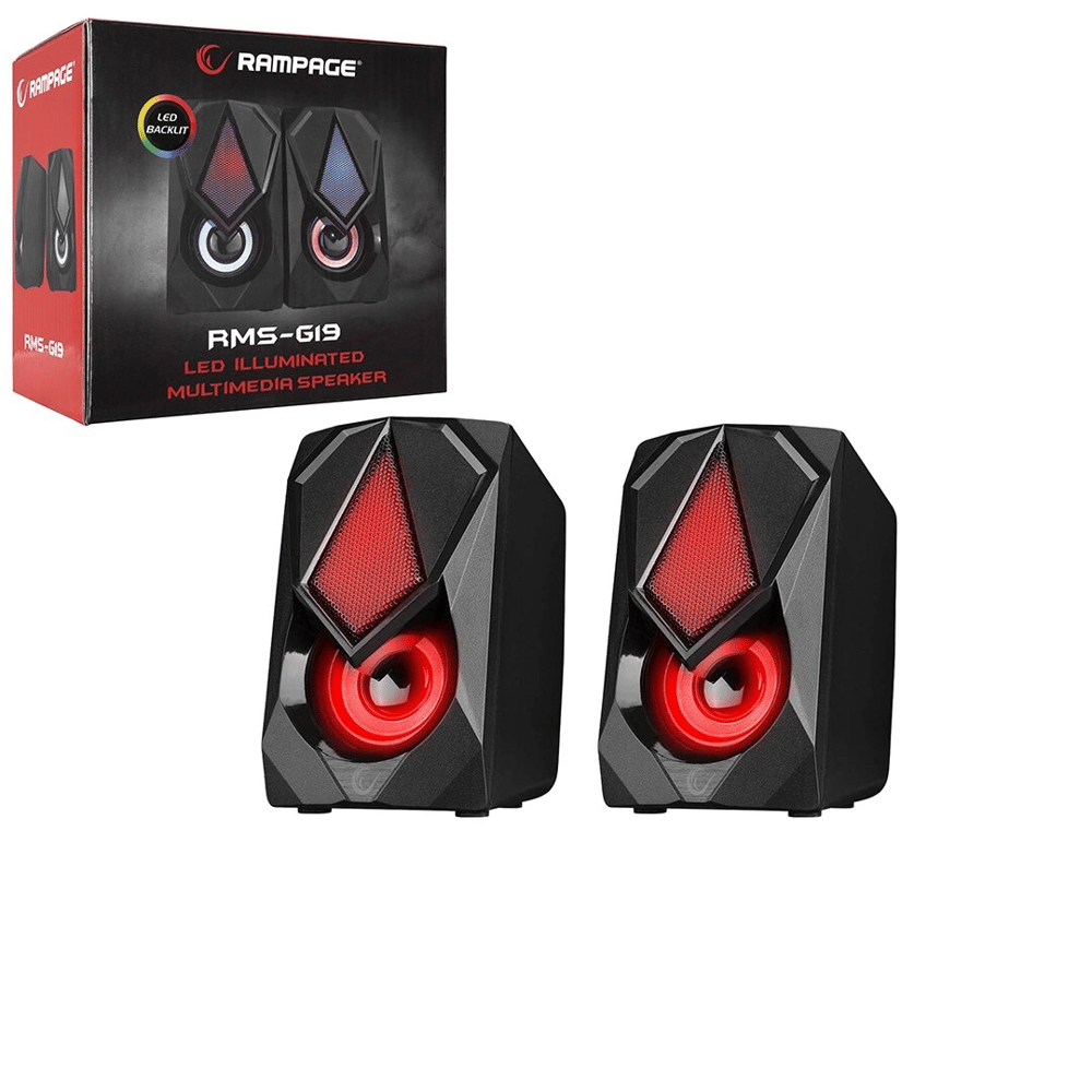 Siyah - Rgb Işıklı 1+1 Hoparlör Speakaer Set Usb Kablo 2.0 Multimedya - 5w Bx40