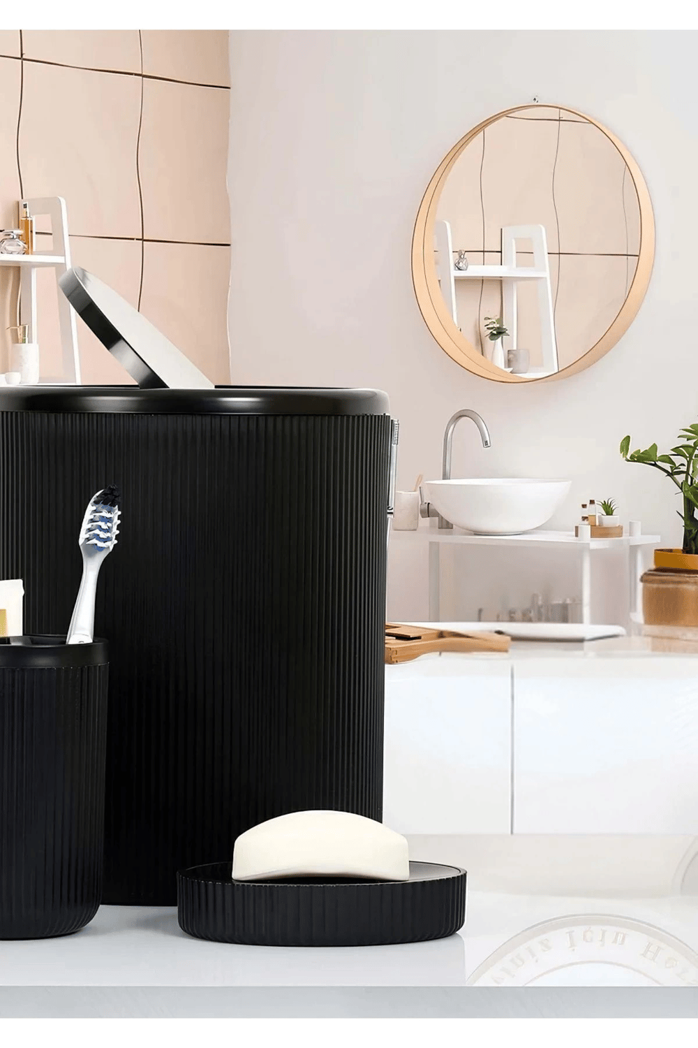 Siyah 5li Banyo Takımı banyo Dekorasyonu Için Beşli Set banyo Aksesuar Ve Düzenleyicileri