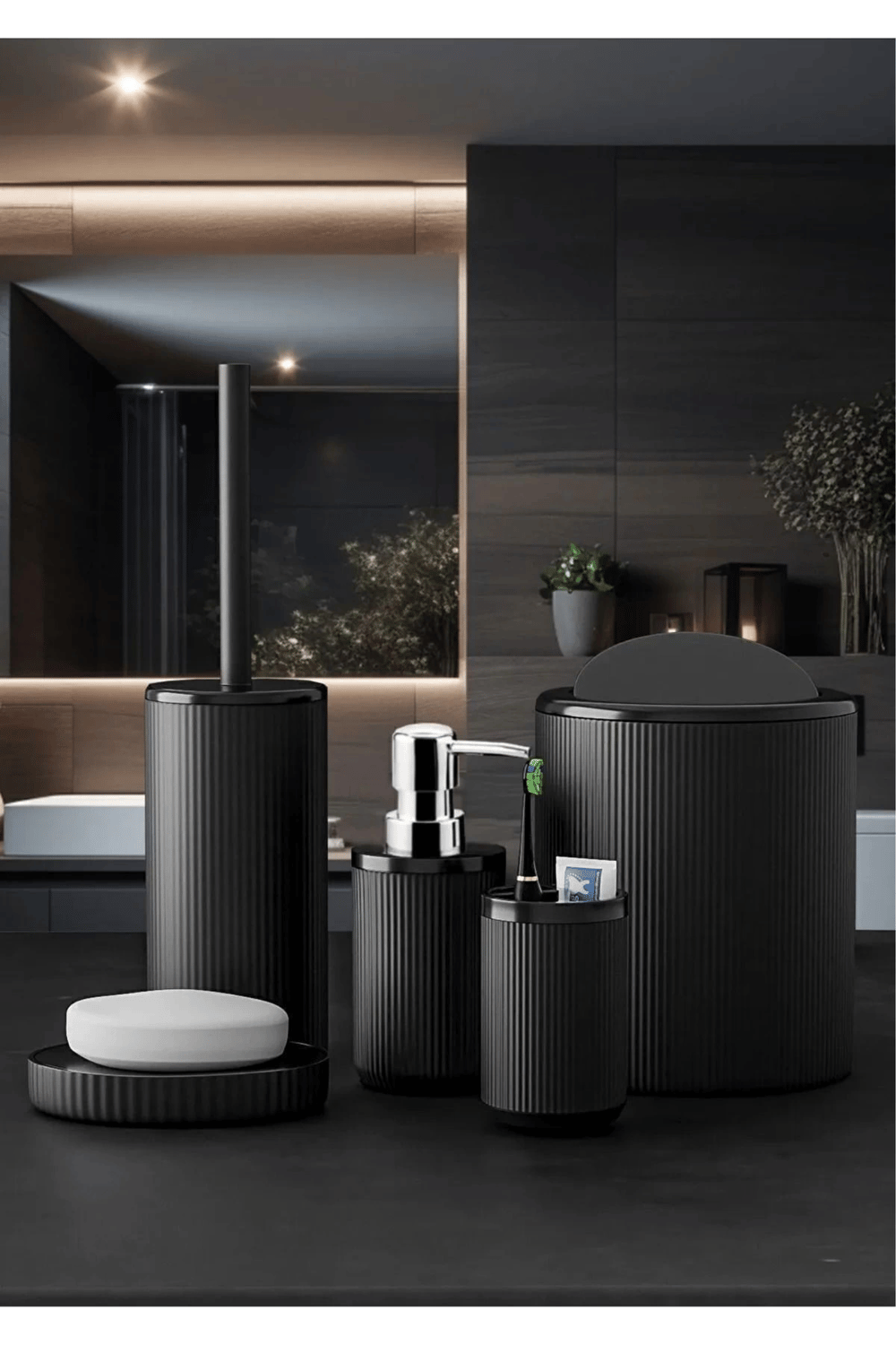 Siyah 5li Banyo Takımı banyo Dekorasyonu Için Beşli Set banyo Aksesuar Ve Düzenleyicileri