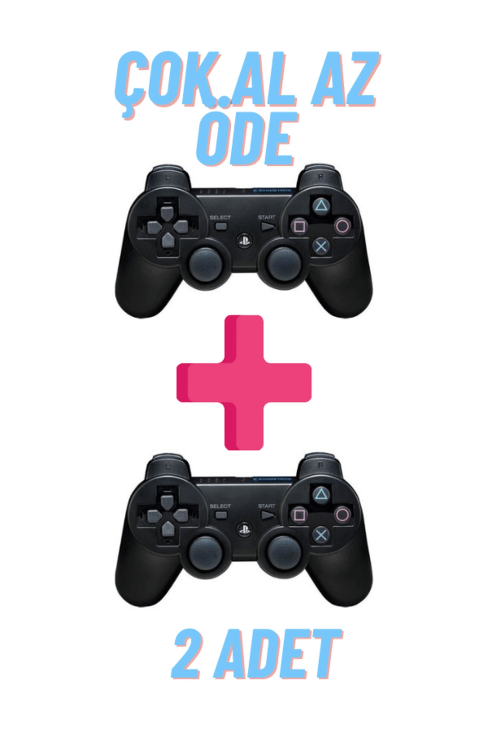 Siyah Bluetooth bağlantılı, hızlı şarj özellikli, 2 adet Playstation 3 uyumlu gamepad