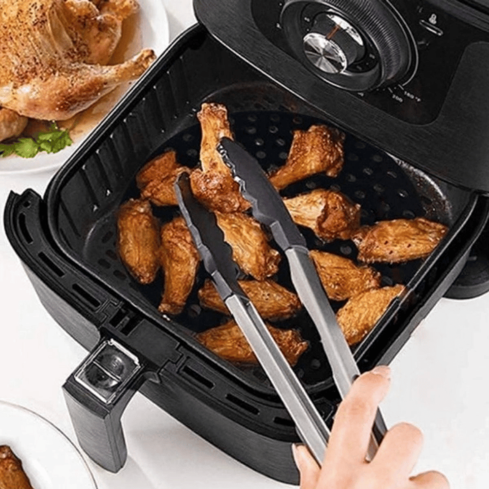 Siyah Isıya Dayanıklı Yıkanılabilir Silikon Fırın Ve Airfryer Kare Model Pişirme Matı 21,5 Cm Bx40
