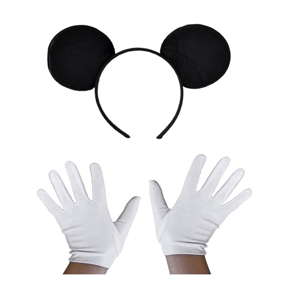Siyah Mickey Mouse Tacı ve Beyaz Eldiven Seti (3936)