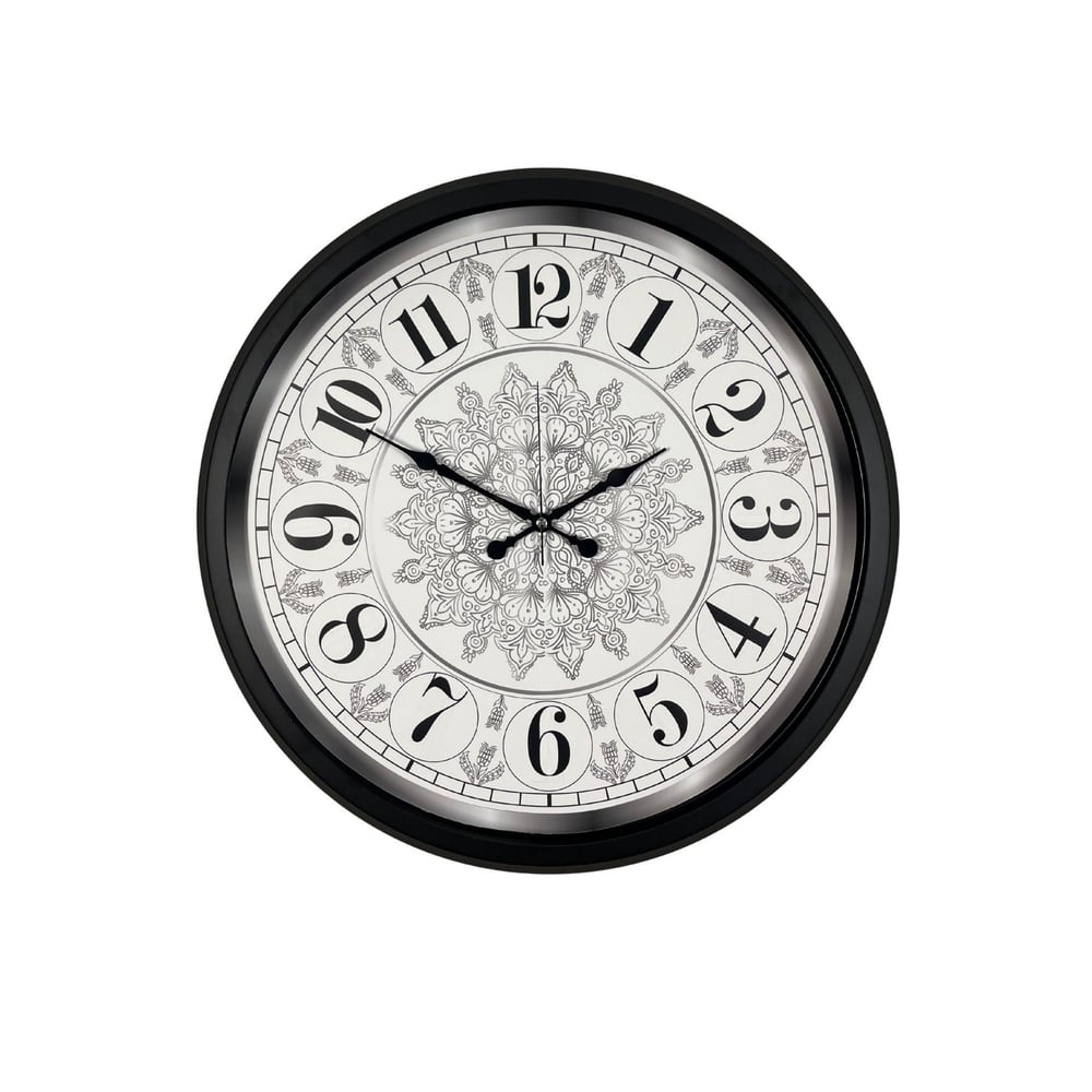 Siyah Motifli 52 Cm Metal Duvar Saati