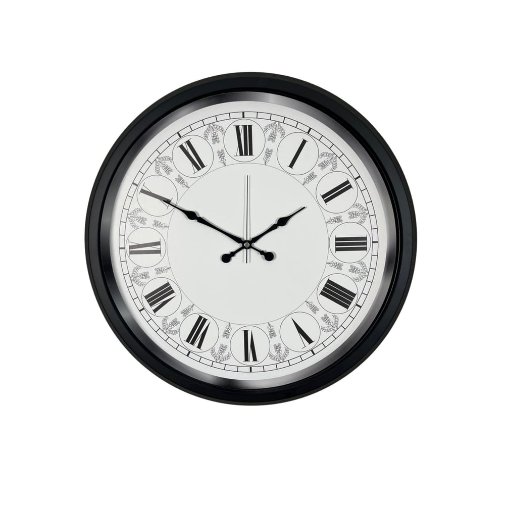 Siyah Motifli 52 Cm Metal Duvar Saati