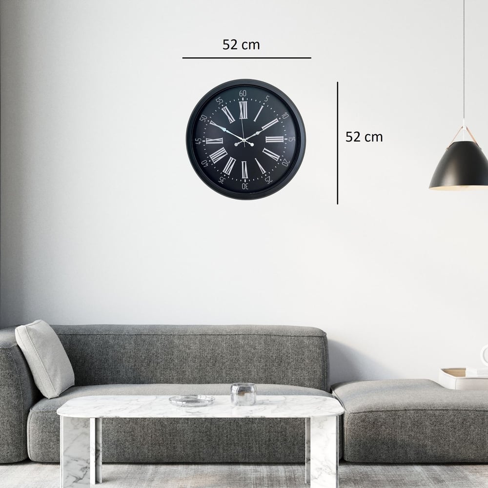 Siyah Noir Imperium 52 Cm Metal Duvar Saati