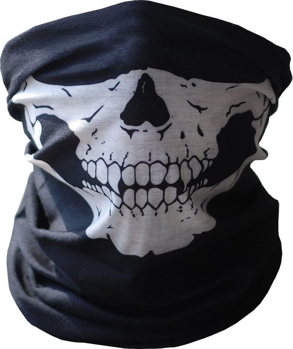 Siyah Renk Dikişsiz Çok Fonksiyonlu Çene Kafatası Yüz Maskesi Baf Buff Bandana Boyunluk Bileklik (3936)