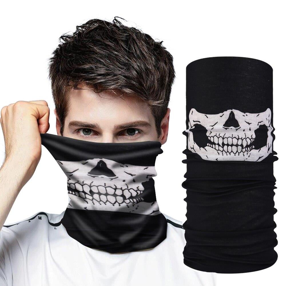 Siyah Renk Dikişsiz Çok Fonksiyonlu Çene Kafatası Yüz Maskesi Baf Buff Bandana Boyunluk Bileklik (3936)