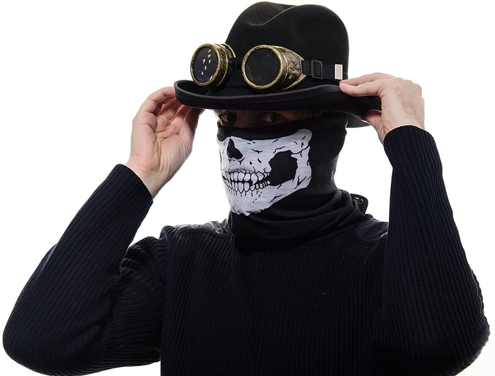 Siyah Renk Dikişsiz Çok Fonksiyonlu Çene Kafatası Yüz Maskesi Baf Buff Bandana Boyunluk Bileklik (3936)